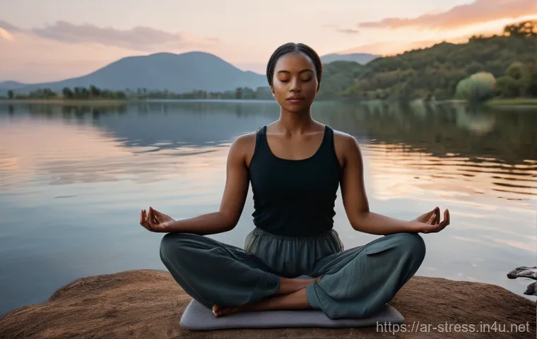 스트레스 해소법  몸과 마음을 하나로 - **Prompt 1: Mindful Morning Stretch**
    A serene image of a young woman (20s-30s) performing a gen...